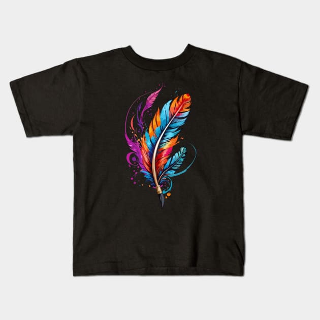 Bird Feathers Kids T-Shirt by CatCoconut-Art